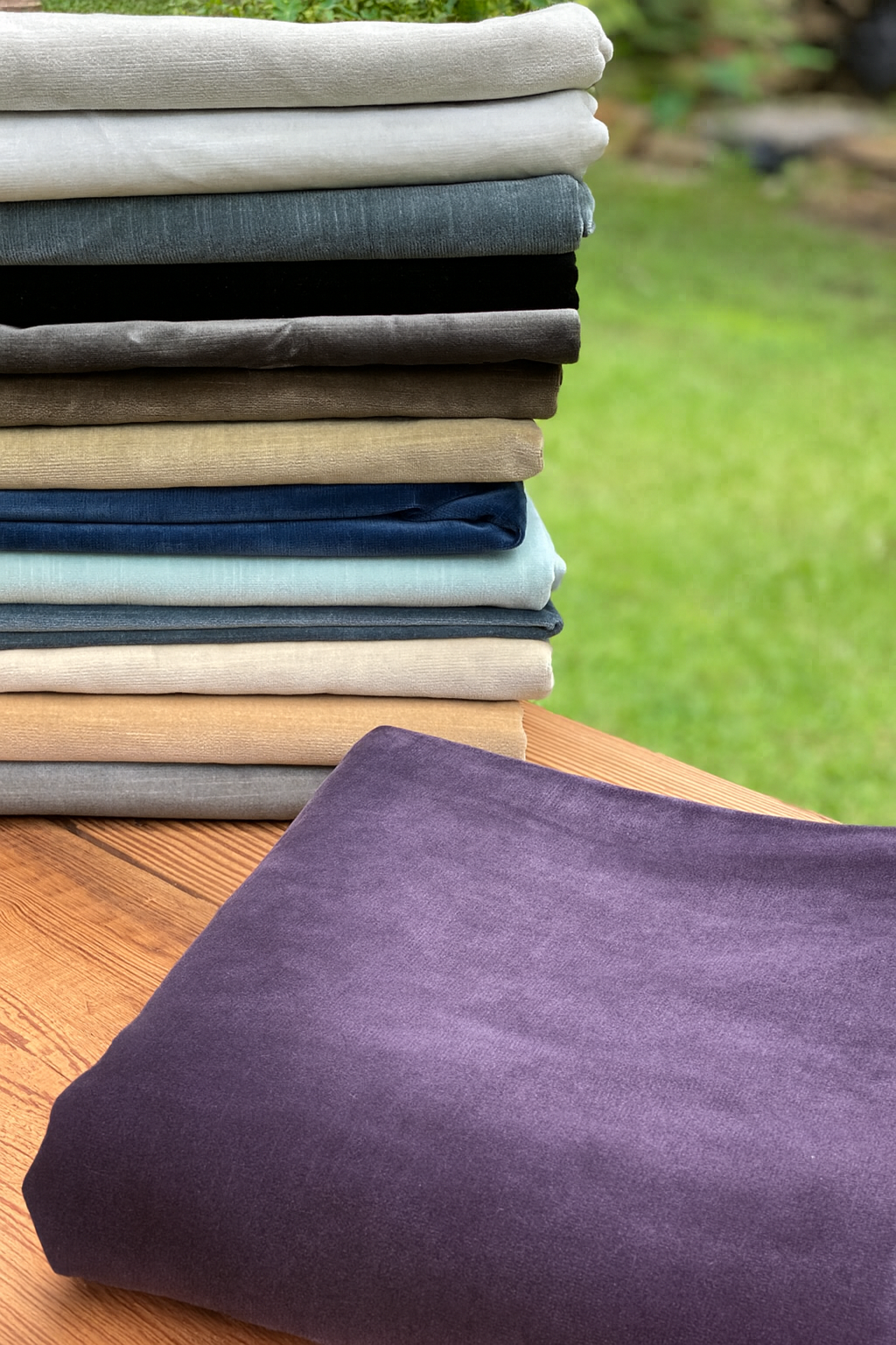 Restoration Hardware Cotton Upholstery Velvet in Aubergine